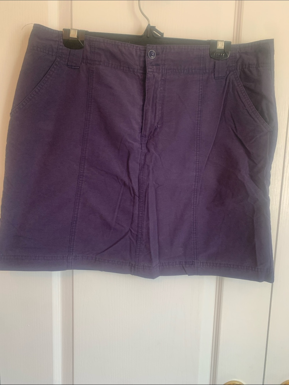 Denver Hayes Deep Purple Cotton Mini Skirt with Front Seams